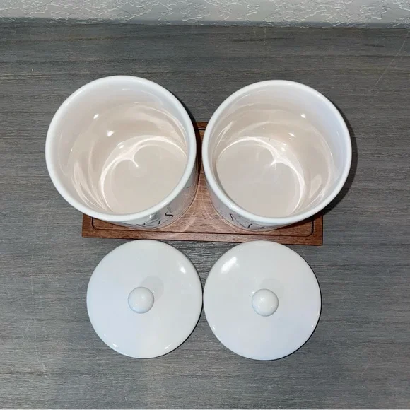Rae Dunn THINGS and STUFF Canister Set with Wooden Tray - Picture 2 of 6